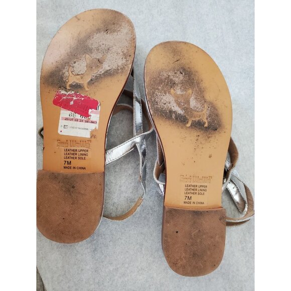 Gee Wawa Leather Sandals Women Size 7 Ankle Strap Metallic - Picture 4 of 4